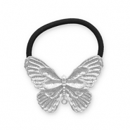 Accessoires pour cheveux élastique à cheveux avec métal papillon Argenté-noir