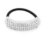 Accessoires pour cheveux élastique à cheveux avec métal avec strass Argenté-noir-transparent
