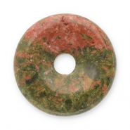 Pierres naturelles pendentifs Agate donut 16mm Rouge-verde olive