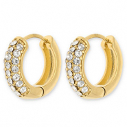 Boucles d'oreilles / créoles en acier Inox avec strass Doré-transparent