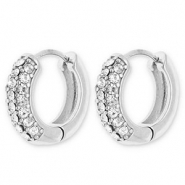 Boucles d'oreilles / créoles en acier Inox avec strass Argenté-transparent