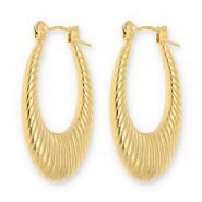 Boucles d'oreilles / créoles en acier Inox ovale Doré