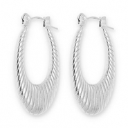 Boucles d'oreilles / créoles en acier Inox ovale Argenté