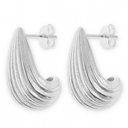 Boucles d'oreilles / puces en acier Inox goutte Argenté