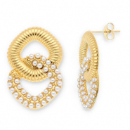 Boucles d'oreilles / puces en acier Inox Doré-blanc