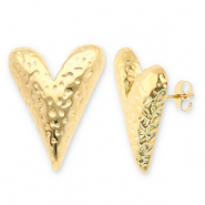 Boucles d'oreilles / puces en acier Inox coeur Doré