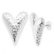 Boucles d'oreilles / puces en acier Inox coeur Argenté