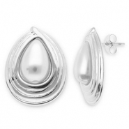 Boucles d'oreilles / puces en acier Inox goutte Argenté-blanc