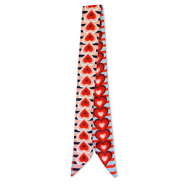 Bandana foulard avec cœurs Bleu clair-rouge-rose clair