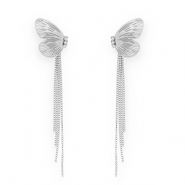 Boucles d'oreilles / puces en acier Inox papillon Argenté