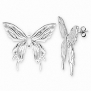 Boucles d'oreilles / puces en acier Inox papillon Argenté