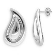 Boucles d'oreilles / puces en acier Inox goutte Argenté