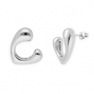 Boucles d'oreilles / puces en acier Inox cœur Argenté