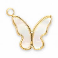 Breloques en acier Inox coquillage papillon Doré-blanc