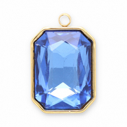 Breloques en acier Inox facettée rectangle Doré-bleu foncé