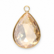 Breloques en acier Inox facettée goutte Doré-champagne