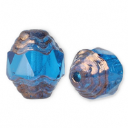 Perles tchèques FPB ovale 7x6mm Aqua-bronze