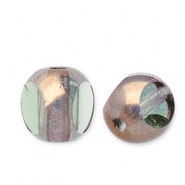Perles tchèques FPB rond 6mm Peridot-bronze