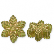Perles acryliques flocon de neige Vert olive-dor&eacute;