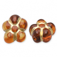 Perles acryliques fleur Marron cognac-dor&eacute;