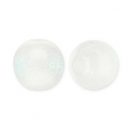 Perles acryliques avec pailletes 6 mm Blanc-turquoise
