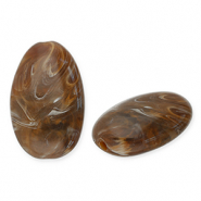 Perles acryliques oblong ovale Marron foncé-blanc