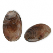 Perles acryliques oblong ovale Marron-blanc