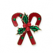 Broches sucres d'orge avec d&eacute;coration de No&euml;l Dor&eacute;-rouge-vert
