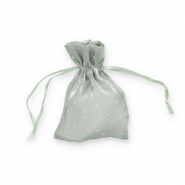 Sachet à bijoux en satin avec strass Vert olive vintage-argenté