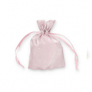 Sachet à bijoux en satin avec strass Violet mauve-argenté