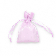 Sachet à bijoux en satin avec strass Lilas-argenté