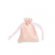 Sachet à bijoux en organza fleur Rose vintage-blanc cassé