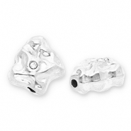 Perles en acier Inox irr&eacute;gulier avec strass Argent&eacute;-transparent