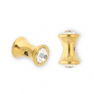 Perles en acier Inox diabolo avec strass Dor&eacute;-transparent