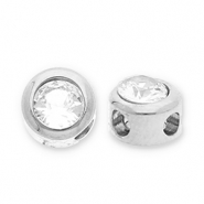 Perles en acier Inox disque Heishi avec strass Argent&eacute;-transparent