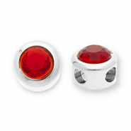 Perles en acier Inox disque Heishi avec strass Argent&eacute;-rouge