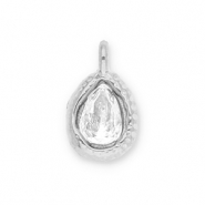 Breloques en acier Inox goutte avec une facette Argenté-transparent