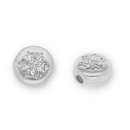 Perles en métal DQ rond avec flocon de neige Argenté antique-pailleté argenté (sans nickel)