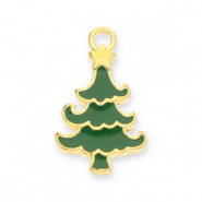 Breloques en métal DQ sapin de Noël Doré-vert fonce (sans nickel)