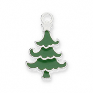 Breloques en métal DQ sapin de Noël Argenté antique-vert fonce (sans nickel)