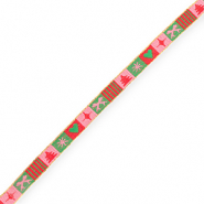 BY31&reg; Ruban texte No&euml;l Rose clair-rouge-vert-dor&eacute;