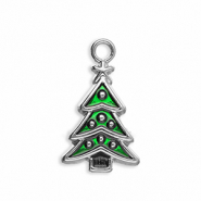 Breloques en métal sapin de noël Argenté-vert