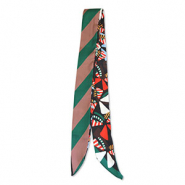 Bandana foulard fleurs / lignes obliques Noir-rouge-vert-marron