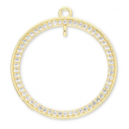 M&eacute;tal TQ laiton breloques rond avec anneau Dor&eacute;-transparent