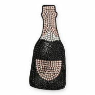 Pendentifs accroche-regard avec strass bouteille champagne Noir-dor&eacute; ros&eacute;-cristal