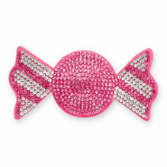 Pendentifs accroche-regard avec strass bonbon Rose fonc&eacute;-cristal