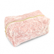 BY31® Trousse en velours avec des cercles cousus Rose clair