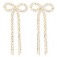 Métal TQ laiton boucles d'oreilles / puces d’oreilles avec strass nœud Doré-cristal