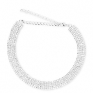 Métal TQ laiton collier ras de cou avec strass Argenté-cristal