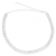 Métal TQ laiton collier ras de cou avec strass Argenté-cristal